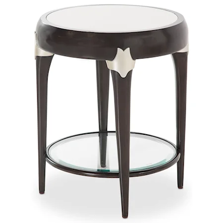 Contemporary Round Accent Table with Marble Top